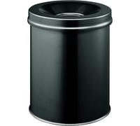 DURABLE - Poubelle bureau - Corbeille à papier - Corbeille anti-feu - 15L - Avec couvercle étouffoir - En acier résistant aux rayures - Noir - 1 pièce - 330501