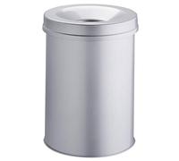 DURABLE Corbeille à papier SAFE 330510 ronde acier 15 L avec couvercle anti-feu gris