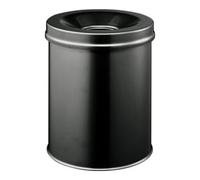 DURABLE Corbeille à papier 330501 – Métal anti-éraflure 15 L avec couvercle étouffoir Noir
