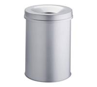 Corbeille à papier Safe ronde grise 450mm métal 30 L