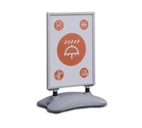 Durable Stop trottoir extérieur A1 Heavy Base Outdoor, Argent, 506723 | Panneau publicitaire double face, base lestable jusqu'à 20 litres, étanche IPX4 et anti-UV, cadre aluminium, restaurant