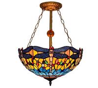 Durable Suspension 16 Pouces Fond Jaune Libellule décoration vitrail Lustre, Salon Chambre Club créatif Anti-Lustre, E27, Max40W * 3 (Nombre d'unités: 220v), Couleur: 110v