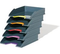 DURABLE Corbeilles à courrier Varicolor Plastique A4+ – Lot de 5 Gris foncé