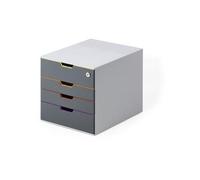 Durable Module de Classement Varicolor 4 Safe, tiroir verrouillable, 760627 | Casier de rangement bureau, pour documents A4+, 4 tiroirs, tiroir verrouillable, 280 x 292 x 356 mm, Made in Germany
