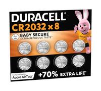 DURACELL 2032 Piles Boutons au Lithium (Lot de 8) 3V, CR2032 | Jusqu'à +70% De Longévité - Technologie Sécurité Enfant - Pour AirTag Apple, Clés, Appareils Maison et Accessoires Médicaux