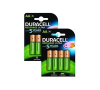 Duracell AA Pack de 8 Piles Rechargeables Pré-Chargées 2500 mAh