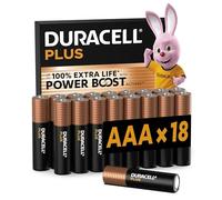 DURACELL AAA Plus Piles Alcalines (Lot de 18) 1.5V, LR03 | Durent jusqu’à 100% plus longtemps - Actifs POWER BOOST - Manettes De Jeu, Appareils Photo - 100% Recyclable