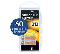 Duracell Activair Lot de 60 Piles pour appareils auditifs Type 312 Marron - Mercury Free 0% HG