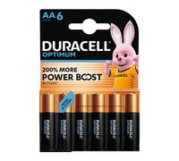 Duracell Piles AA Optimum - Alcalines 1,5 V (LR06) - Pack de 6 Noir