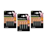 DURACELL Lot de 3 Blisters de 4 Batterie NiMH RECHARGEABLE Mignon AA (HR06) 1300mAh