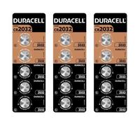 DURACELL Lot de 3 Packs 5 Piles Bouton Lithium DL2032/CR2032