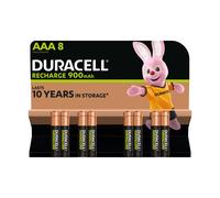 Duracell Rechargeables Piles AAA (lot de 8), 900 mAh, NiMH, pré-chargées, Longue durée, un packaging recyclable 0% plastique
