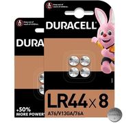 Duracell LR44 Pile bouton alcaline 1 5V lot de 8 (76A / A76 / V13GA) pour jouets calculatrices et appareils de mesure