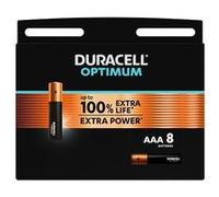 DURACELL AAA Optimum Piles Alcalines (Lot de 8) 1.5V, LR03 | +200% D'actifs Power Boost - Pour les Appareils énergivores, Systèmes De Surveillance - 100% Recyclable