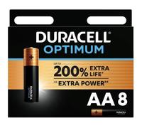 Duracell Optimum Piles alcalines AA, 1,5 V LR6 MN1500, paquet de 8