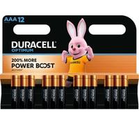 Duracell Piles AAA LR03 Optimum 1,5 V, Lot de 12, Power Boost +200 %, 100 % recyclables
