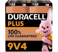 Duracell - Piles alcalines 9V Plus, 6LR61, paquet de 4