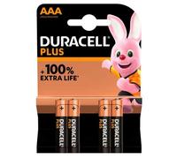 Duracell Piles alcalines Plus AAA (LR03) 1,5 V – Pack de 4