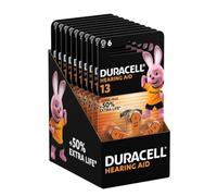 Duracell Piles pour appareils auditifs taille 13 (lot de 60) +50 % de longévité, installation facile, emballage 100 % recyclable, conservation garantie 4 ans