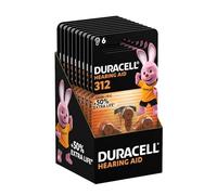 Duracell Piles pour appareils auditifs taille 312 (lot de 60) +50 % de longévité, installation facile, emballage 100 % recyclable, conservation garantie 4 ans