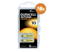 Duracell piles pour appareils auditifs type 10 jaune - lot de 60 piles (10x6)