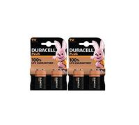 Duracell Piles 9V Plus 6LR61/MN1604 Alcaline Pack de 4 (2x2)