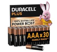 DURACELL Plus Piles AAA (Lot de 30) - Piles Alcalines 1,5 V-Durent Jusqu’à 100% Plus Longtemps grâce aux Actifs Power Boost-Fiable pour Vos Appareils du Quotidien-Emballage 0% Plastique- MN2400