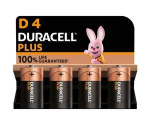 Duracell Plus Piles alcalines D, 1.5V LR20 MN1300, paquet de 4