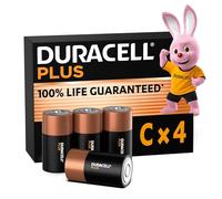 Duracell Plus Piles C (lot de 4) - Alcalines 1,5V - Durée de vie garantie à 100% - Idéales pour les appareils du quotidien - Emballage 0% plastique - Conservation 10 ans - MN1400