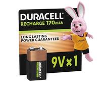 Duracell Rechargeables Piles 9V (lot de 1), 9V, 170 mAh, Puissance longue durée
