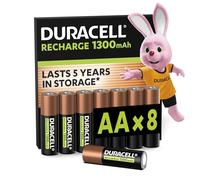 DURACELL Rechargeables Piles AA (Lot de 8) 1.2V, 1300 mAh, NiMH | Pré-chargées - Piles Rechargeables AA Haute Capacité - Pour Manettes De Jeu - Emballage 0% Plastique