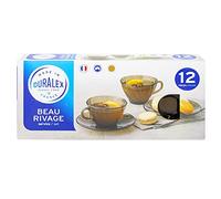 Duralex Beau Rivage Creole Lot de 12 pièces 180 ml - 6 tasses et 6 soucoupes (9005CS), transparent, taille M