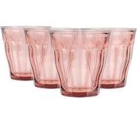 Duralex Lot de 4 verres empilables en verre trempé 25 cl, lot de verres de cuisine résistants pour eau, jus, soda, usage quotidien, couleurs assorties, collection Picardie