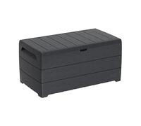 Duramax Cedargrain Durabox 416 Litre/ 110 Gallon coffre de rangement de jardin en plastique pour terrasse, coffre à coussins en plastique avec cylindre hydraulique, boîte de patio, Gris foncé