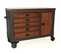 Duramax Coffre à outils roulant à 5 tiroirs avec armoire à outils pour la maison, le garage et l'atelier, renforcé chariot de rangement au look vintage, coffre à roulettes, 122x51x94 cm
