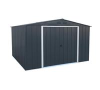 Duramax ECO 10 x 10 (9.16 m²) Abri de Jardin en Métal Galvanisé à Chaud, Abri de Stockage d'Outils, Structure de Toit Renforcée, Abri en Métal Sans Entretien, Anthracite