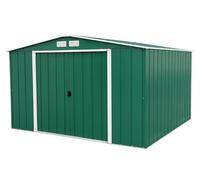 Duramax ECO 10 x 10 (9.16 m²) Abri de Jardin en Métal Galvanisé à Chaud, Structure de Toit Renforcée, Sans Entretien, Vert