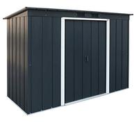 Duramax ECO 8 x 4 (2.85 m²) abri de jardin en métal à toit pentu, Abri de jardin en métal galvanisé à chaud, Abri de stockage d'outils, structure de toit renforcée, anthracite