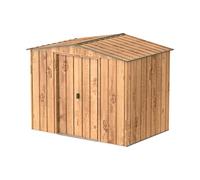 Duramax TOP Shed 8 x 6 (4.37 m²) Abri de jardin en métal, fabriqué en acier galvanisé, structure de toit renforcée, sans entretien et résistant aux intempéries, Grain de bois