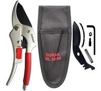 DURAN - Sécateur de Jardin à Galet Rolling Cut - Lame SK5 + Ressort + Enclume PP - Sécateur Professionnel Aluminium Léger - Housse Ceinture et Kit de Rechange Inclus - Coupe Branches 2 cm