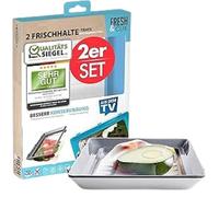Durandal Boite a lunch Boite a lunch box Fresh & Clik I Lot de 2 plateaux de conservation alternative à film plastique alimentaire I Film alimentaire reutilisable