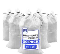 DURASACK Lot de 20 sacs de sable robustes en polypropylène tissé avec cordons de serrage - 1600 heures de protection UV - 35,6 x 66 cm - Blanc