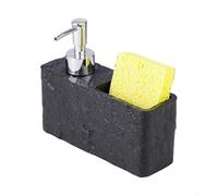 Durashmall Distributeur de savon à pompe manuelle avec porte-éponge pour évier de salle de bain et cuisine, capacité de 250 ml, design compact, construction robuste, organisateur soigné et bien rangé