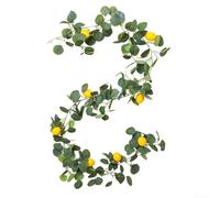 Durashmall Guirlande d'eucalyptus artificiel avec fruits de citron - 2 m - Vigne artificielle réaliste en rotin pour fête de mariage, maison, décoration d'intérieur et d'extérieur (A)