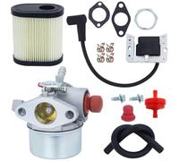Durashmall Kit de carburateur 640350, pour moteurs Tecumseh LEV100 LEV105 LEV120 LV195XA, remplace 640303 avec ampoule de conduite de carburant, filtre de bobine d'allumage, pour tondeuse à gazon R