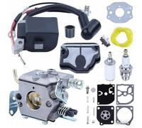 Durashmall Kit de réparation de carburateur avec bobine d'allumage et conduite de carburant pour tronçonneuse modèles 36 41 136 137 141 142 remplace WT-834 W-29 530071987 Pack haute pression filtre à