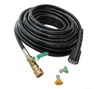 Durashmall Kit de tuyau d'arrosage haute pression avec buse et valve pour tâches de nettoyage de jardin, pelouse, cour, tuyau flexible de 7 m ou 10 m de long - Noir (7 m)
