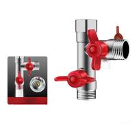 Durashmall Vanne de dérivation d'eau à double interrupteur, rotation à 360 ° en alliage de laiton avec robinet à boisseau sphérique à grand débit, plaqué nickel, pour machine à laver et tuyau