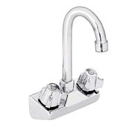 DuraSteel Robinet d'évier de cuisine à support mural - Robinet d'évier de cuisine commercial central de 10,2 cm avec bec en col de cygne de 8,9 cm - Sans plomb et certifié NSF - Poignées à double