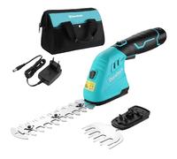Cisaille Sculpte-Haie Electrique DURATECH, Taille-Herbes sans Fil 12V, Taille Haie Batterie 2000mAh, 2 Lames, Cisaille a Gazon Leger pour Coupe, Elagage, avec Sac Oxford
